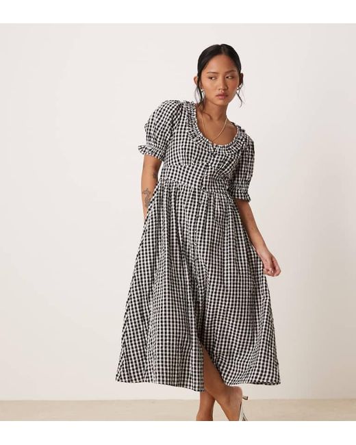 Nobody's Child Petite Gray Nobody's Flossie Frill Detail Midi Dress