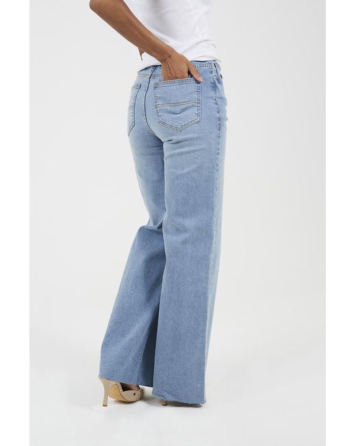 Brave Soul Blue Pale Mid Rise Wide Leg Jeans