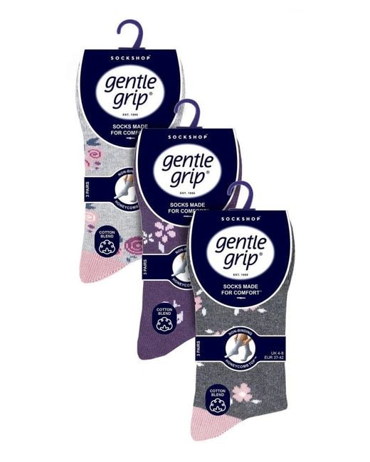 Gentle Grip White 9 Pair Multipack Ladies Cotton Crew Non Elastic Socks