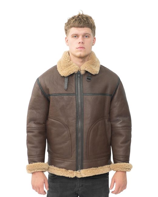 Infinity Leather Gray B3 Shearling Sheepskin Aviator Jacket-Gloucester for men