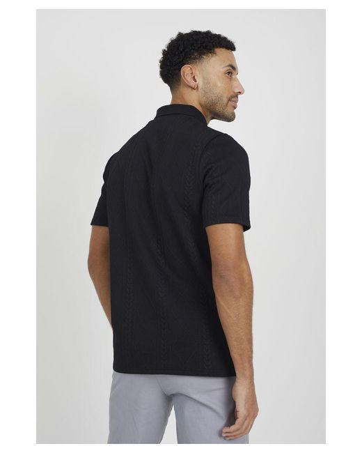 Brave Soul Blue 'Brandon' Jaquard Knit Polo Shirt for men