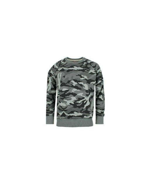 PUMA Gray Varsity Camo Cotton Grey Pullover Sweater 567493 01 for men