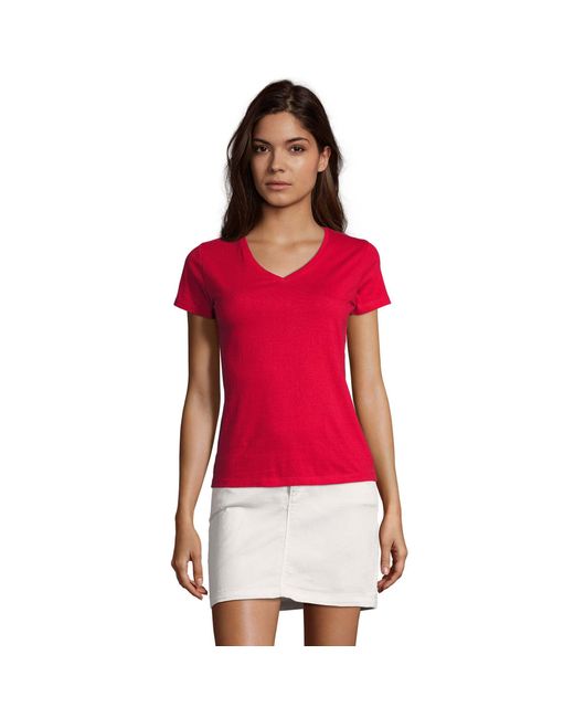 Sol's Red Ladies Imperial V Neck T-Shirt