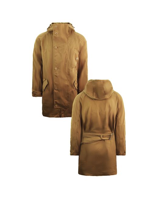 Lacoste Brown Twill Parka Jacket Cotton for men