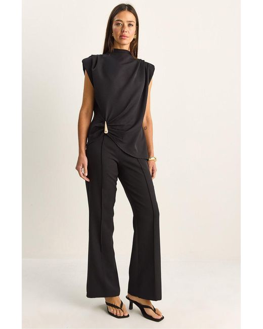 Bianco Lucci Blue High Waist Flare Leg Co-Ord Set