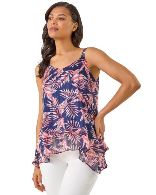 Roman Purple Metallic Leaf Layered Cami Top