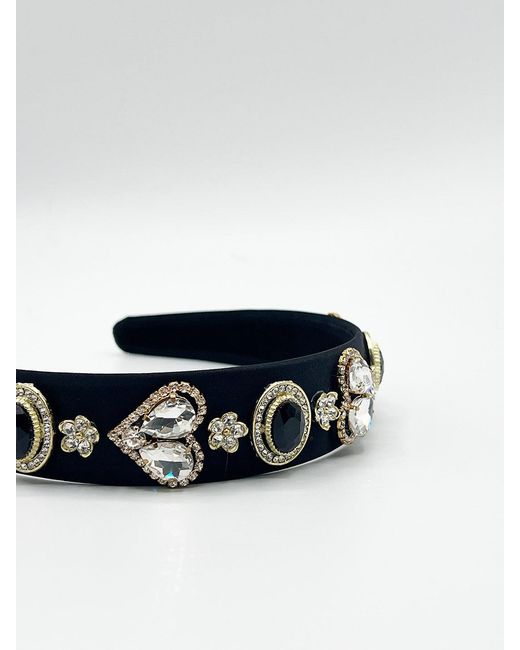 SVNX Black Heart Embellished Headband