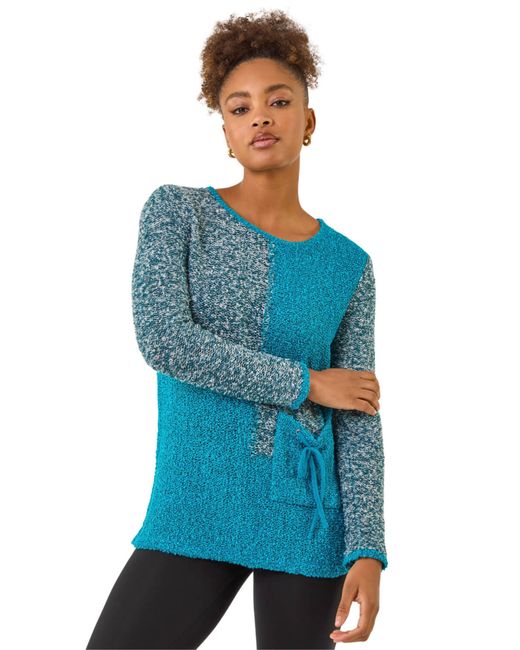 Roman Blue Textured Pocket Knit Jumper