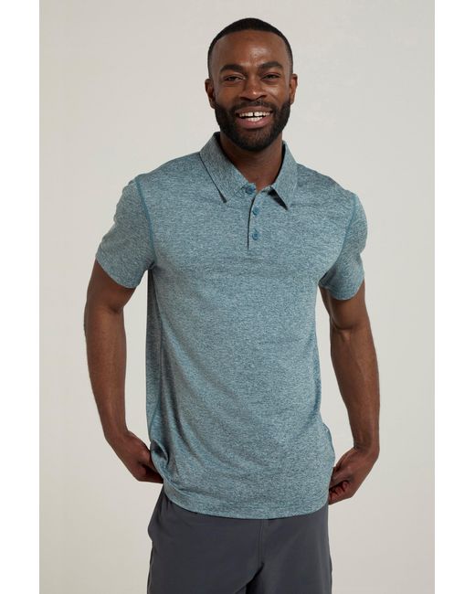 Mountain Warehouse Blue 'Deuce' Polo Isocool High Wicking Casual Summer T-Shirt for men