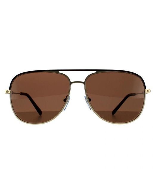 BVLGARI Brown Aviator And Matte Pale Sunglasses Metal for men