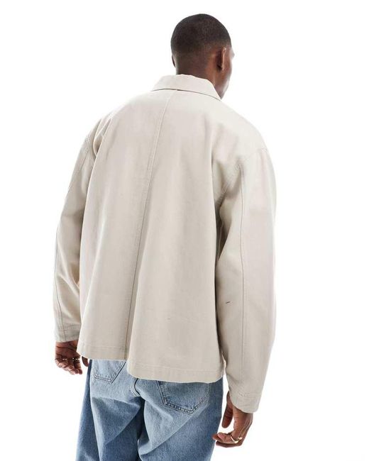 ASOS Natural Washed Twill Worker Jacket for men