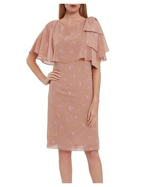 Gina Bacconi Pink Claren Floral Spot Chiffon Dress