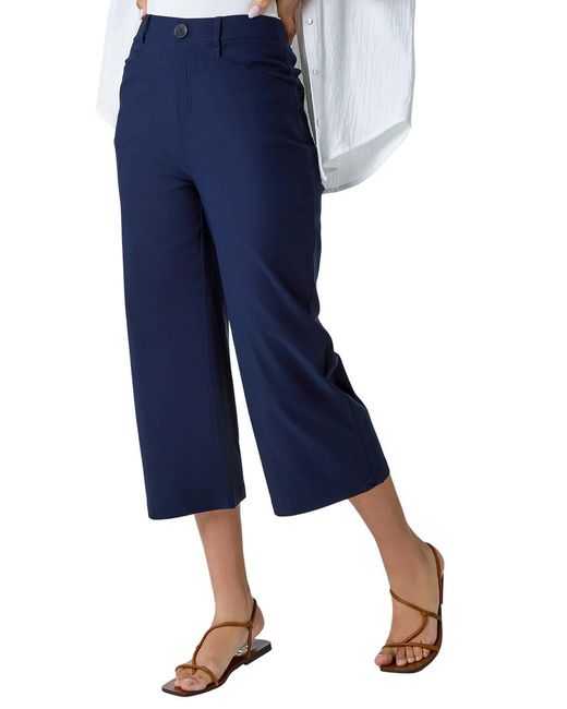 Roman Blue Cropped Stretch Culotte