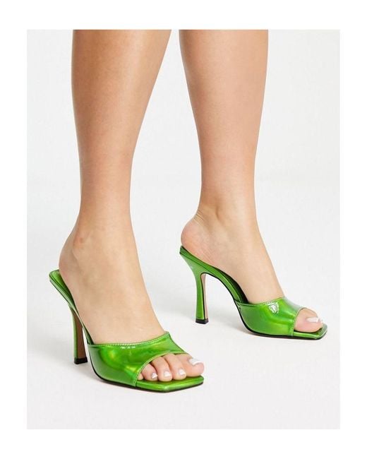 TOPSHOP Wide Fit Sami High Heeled Mules in Green | Lyst UK