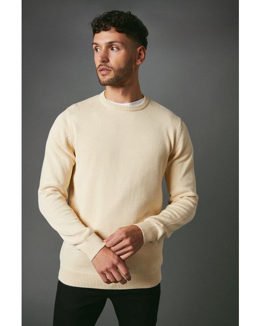 MAINE Gray Premium Pure Cotton Crew Neck Jumper for men