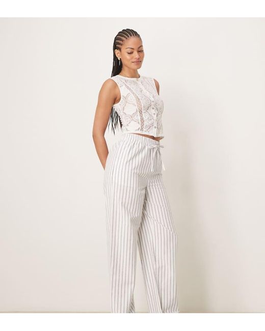 ASOS White Design Linen Look Pull On Trousers