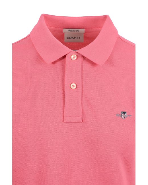 Gant Pink Reg Shield Ss Pique Polo Shirt Rose Cotton for men