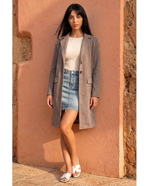 Roman Brown Petite Faux Suede Jacket