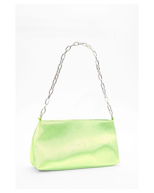 Quiz Green Lime Satin Shoulder Bag