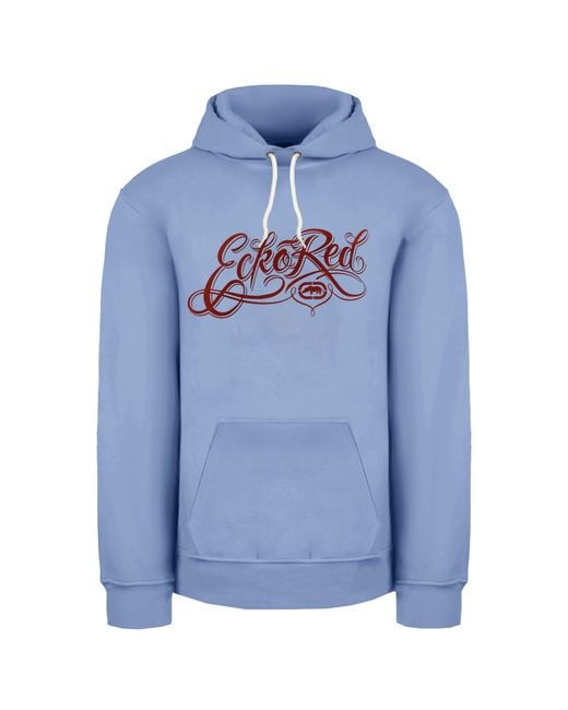 Ecko' Unltd Blue Long Sleeve Pullover Scarlett Hoodie Efm04804 Vista Cotton