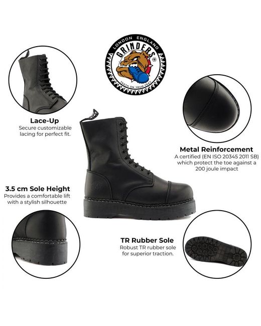 Grinders Black Steel Toe Cap Safety Boots for men