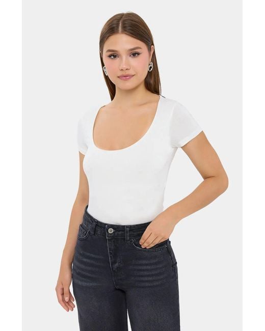 Hiccup Blue Basic Short Sleeve Woven T-Shirt With Scoop Neck