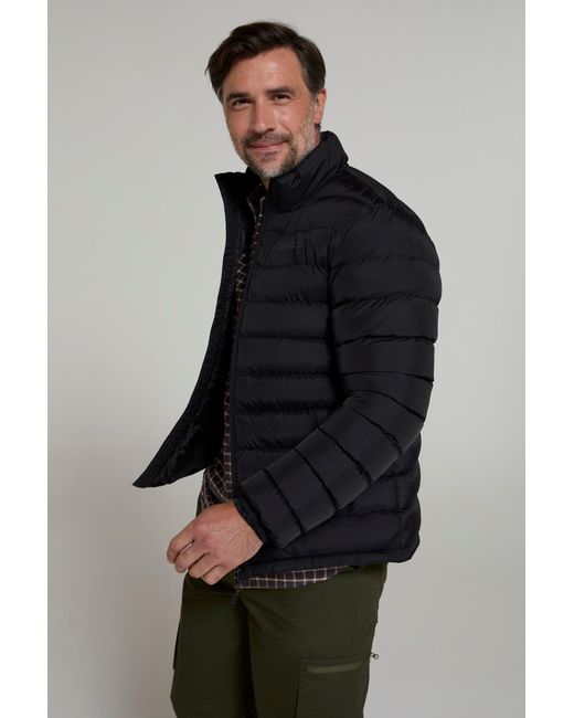 Mountain Warehouse Black Seasons' Printed Padded Jacket Water Resistant Winter Coat for men