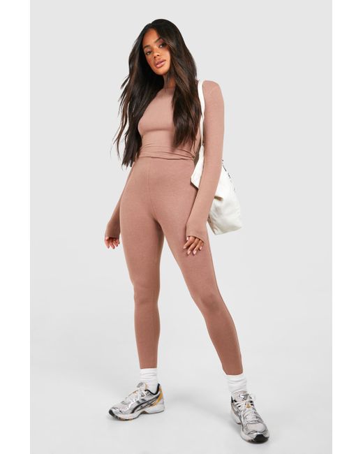 Boohoo Gray Premium Super Soft Long Sleeve Unitard