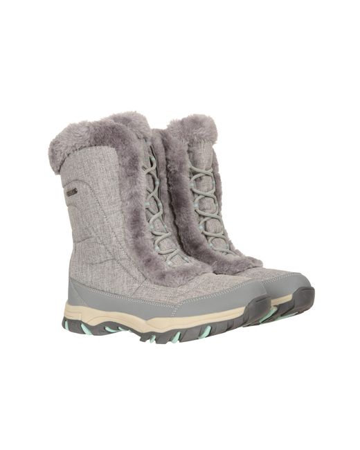 Mountain Warehouse Gray 'Ohio' Snow Boots Faux Fur Thermal Proof Everyday Winter Shoes for men