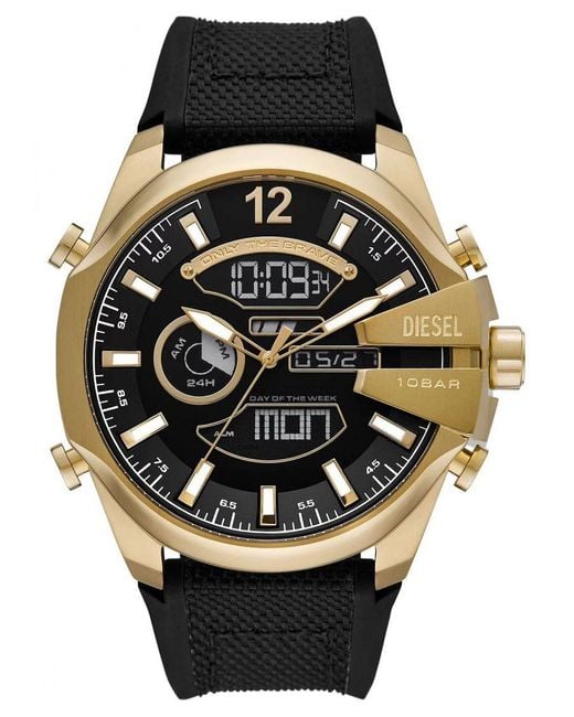 DIESEL Mega Chief Analog digital Gold tone Stainless Steel Watch