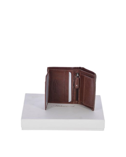 Ashwood Leather Brown Crumble 4-Card Billfold Wallet With Id & Coin Pocket for men