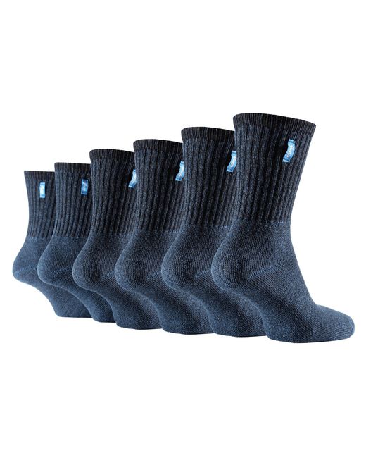 Jeep Blue 6 Pairs Ladies Cotton-Rich Boot Socks