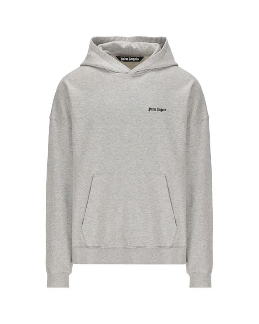 Palm Angels Gray Embroidered Logo Hoodie