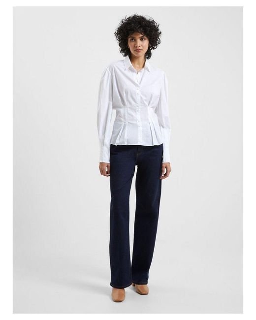 French Connection White Rhodes Pleated Poplin Shirt