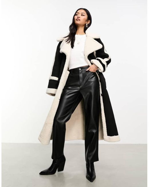 Object White Borg Panelled Suedette Maxi Coat