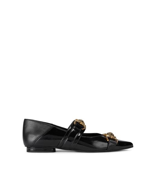 Kurt Geiger Black Mansion Point Slip On Ballet Flats