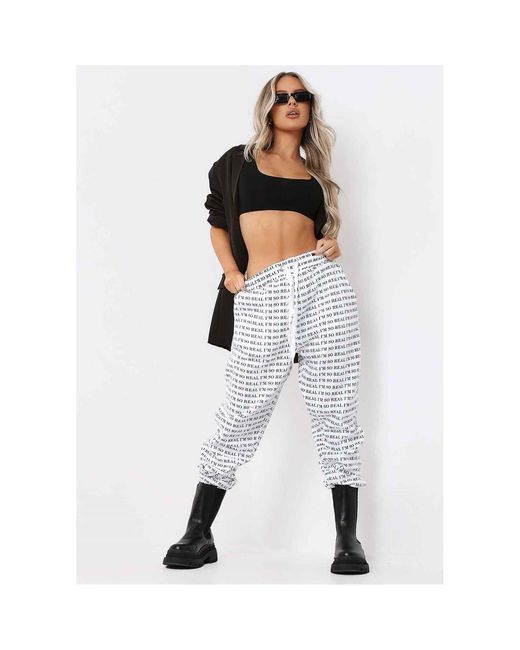 Missy Empire White Missy Empire Real Slogan Joggers