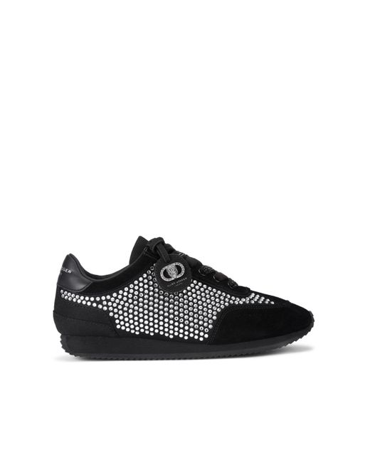 Kurt Geiger Black Suede Fabric Chelsea Crystal Tag Sneakers