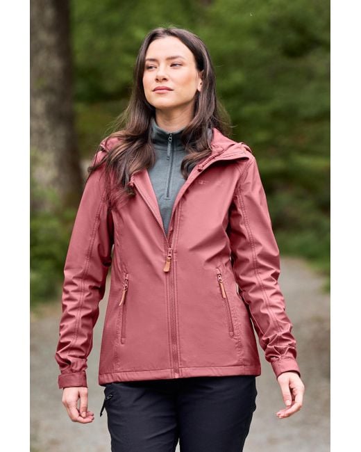 Mountain Warehouse Pink 'Iona' Softshell Jacket With Multiple Pockets Water Resistant Casual Everyday Coat