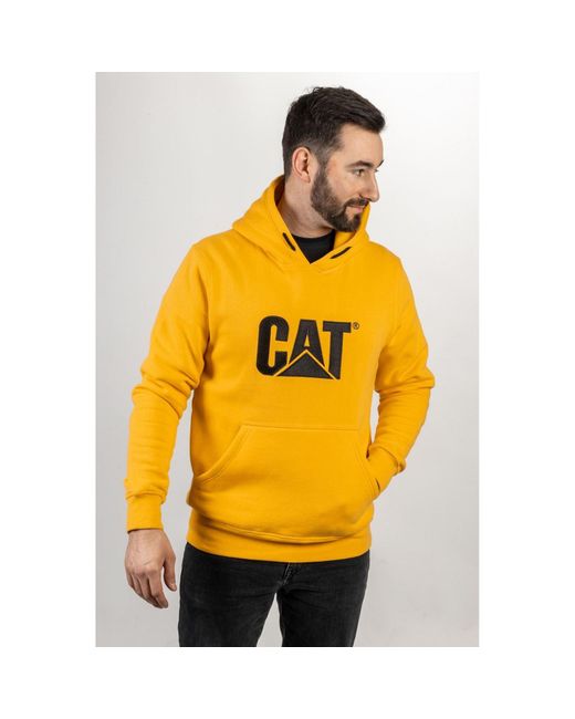 Caterpillar Yellow Trademark Cotton Hooded Sweatshirt for men
