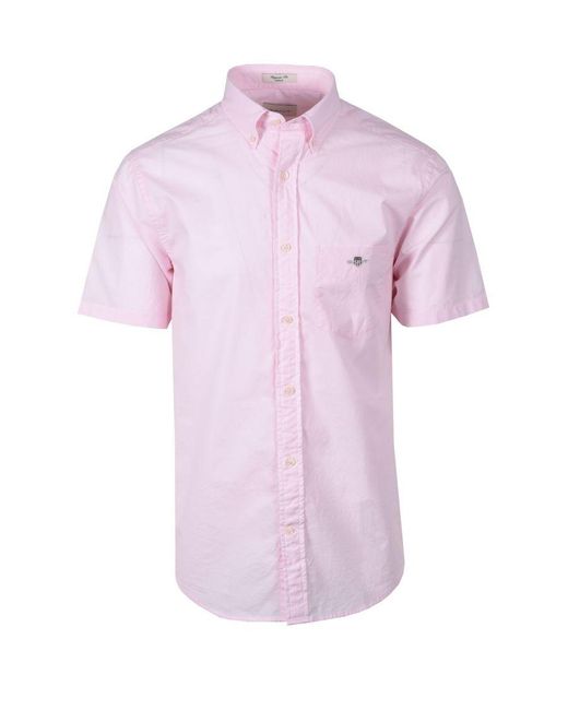 Gant Pink Reg Poplin Short Sleeve Shirt Light for men