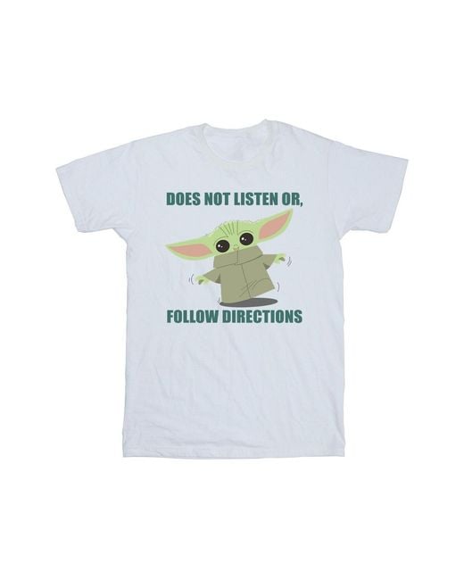 Star Wars White The Mandalorian Grogu Does Not Listen T-Shirt Cotton for men