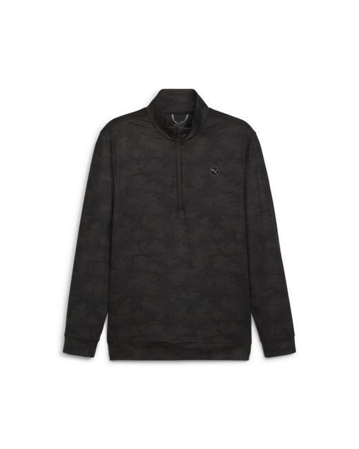 PUMA Black Cloudspun Camo 1/4 Zip Pullover for men