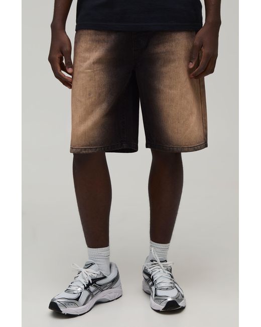 BoohooMAN Black Relaxed Rigid Washed Denim Shorts for men