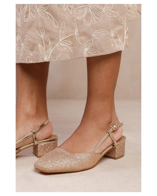 Where's That From Brown Wheres 'Utah' Square Toe Sling Back Low Block Heel