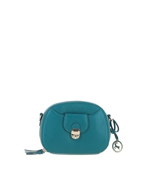 Ashwood Leather Blue Real Compact Crossbody Bag With Adjustable Strap
