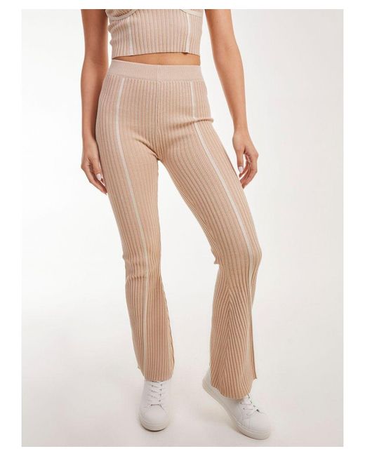 Pink Vanilla Natural Two Tone Rib Seam Detail Flares