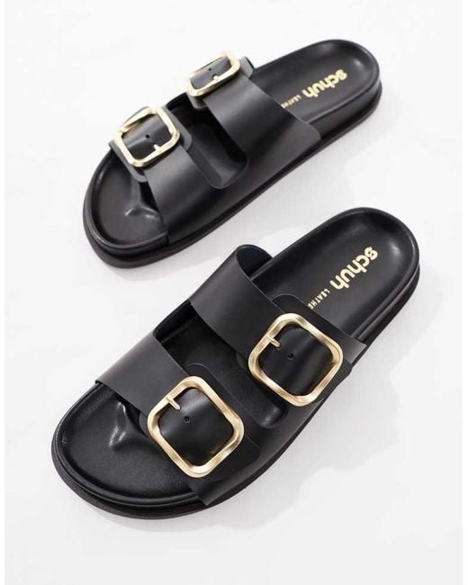 Schuh Black Tylee Double Buckle Sandals
