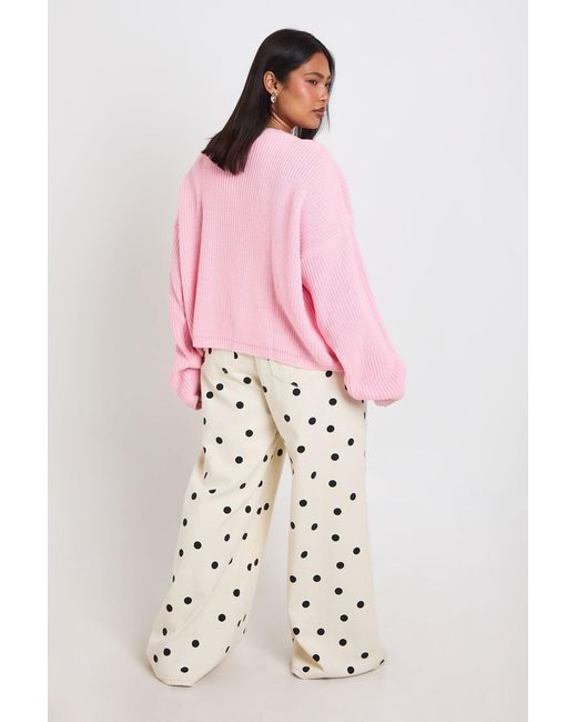 Boohoo Pink Plus Rib Button Down Knit Cardigan