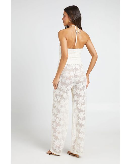 Boohoo White Ditsy Crochet Trouser